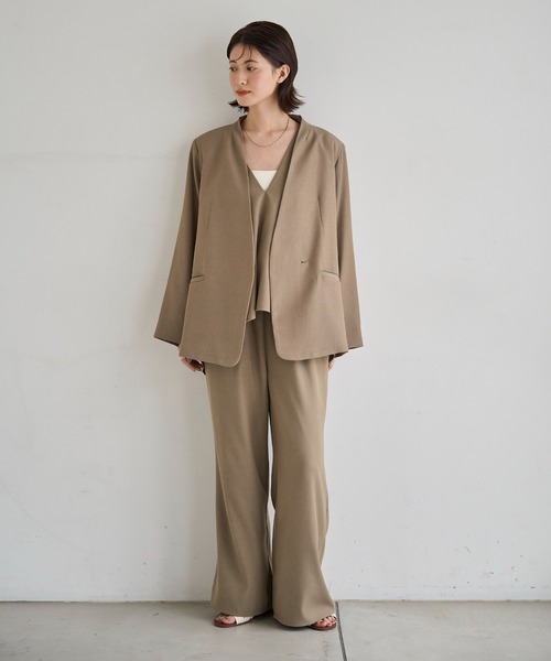 セットアップ ベスト パンツ Vネック コットン リネン XS/2XL Vネック セットアップ セットアイテム フレア レディース ベスト