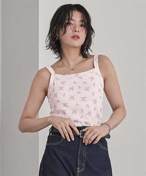 miette(ミエット)の「カップ付き小花柄サーマルキャミ(キャミソール・レディース・ピンク/ホワイト系その他/オフホワイト・FREE)」の9枚目の写真