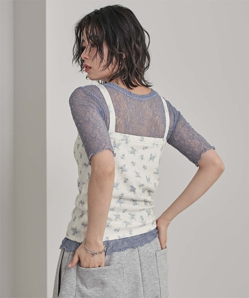 miette(ミエット)の「カップ付き小花柄サーマルキャミ(キャミソール・レディース・ピンク/ホワイト系その他/オフホワイト・FREE)」の8枚目の写真