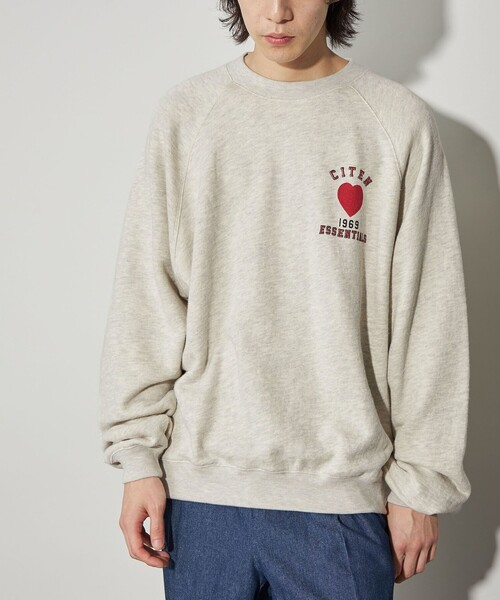 CITEN（シテン）の「＜CITEN＞ハートモチーフロゴラグランスウェット（スウェット・メンズ・ナチュラル/グレー・L/M）」の3枚目の写真