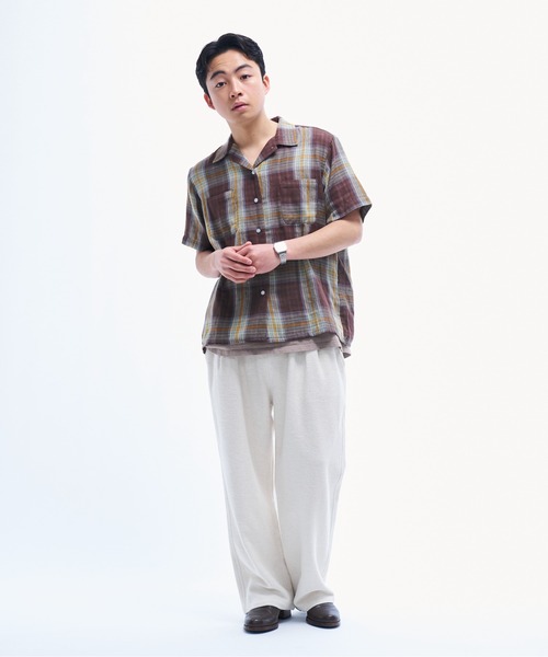 Kastane - ガーゼチェックBIGシャツ S.Mサイズ展開】チェックギャザーシャツ（シャツ/ブラウス