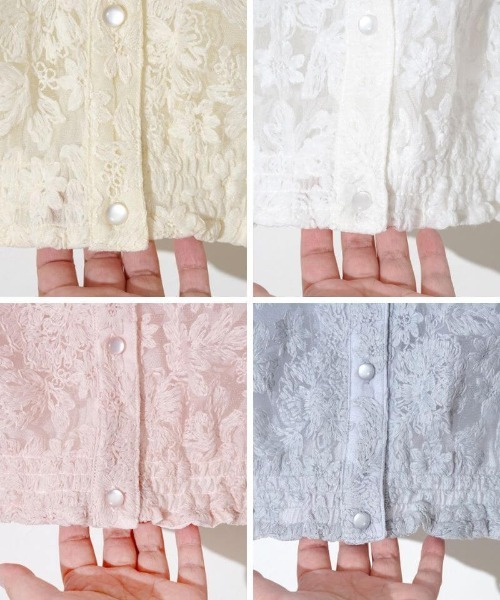 flower(フラワー)の「ボタニカルシアートップ(シャツ/ブラウス・レディース・ホワイト/アイボリー/ブルー/ピンク・FREE)」の10枚目の写真