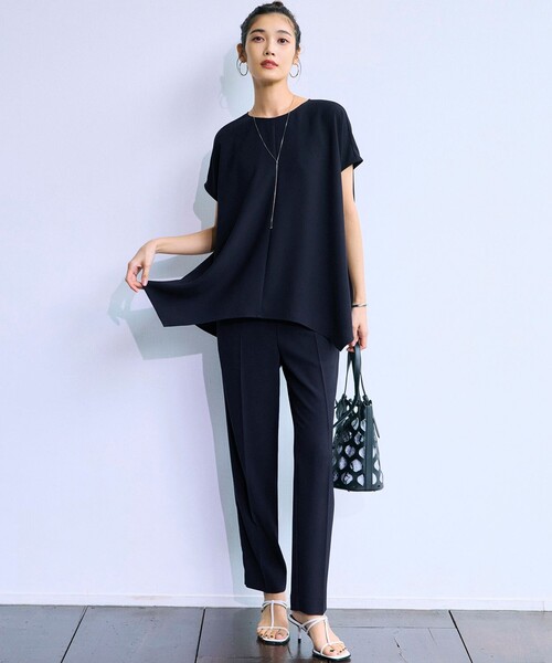 OURストレッチテーパードパンツ（UVカット、接触冷感、吸水速乾） Oggi7月号掲載/吸水速乾/接触冷感/UVカット】ストレッチジョーゼット