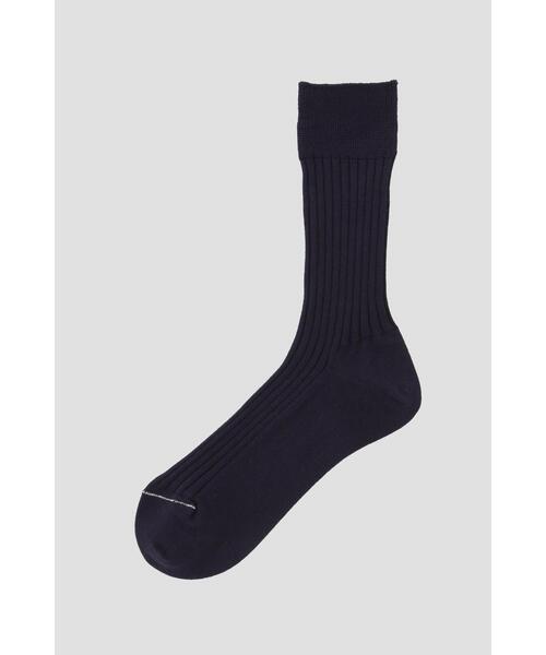 MARGARET HOWELL（マーガレットハウエル）の「FINE COTTON RIB SOCK（ソックス/靴下・レディース・ネイビー系1/ブラウン/ホワイト・FREE）」の3枚目の写真