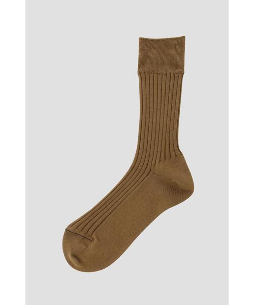MARGARET HOWELL（マーガレットハウエル）の「FINE COTTON RIB SOCK（ソックス/靴下・レディース・ネイビー系1/ブラウン/ホワイト・FREE）」の2枚目の写真
