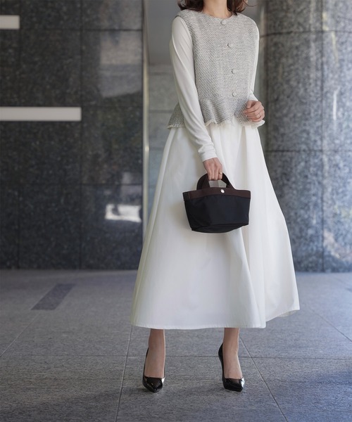 美品✨】スーパービューティー ジレ ツイード 42 XL ワンピース ジップ