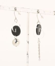 【Beauty bell】モノトーン丸チェーンピアス