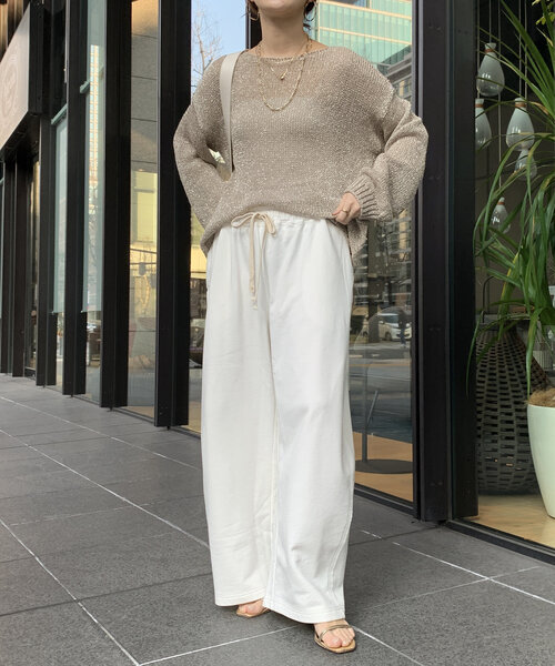 DOUDOU ラメ針抜きプルオーバー ベージュ　WEB限定　新品タグ付き　未着用 セール】【WEB限定】ラメ針抜きプルオーバー（ニット/セーター