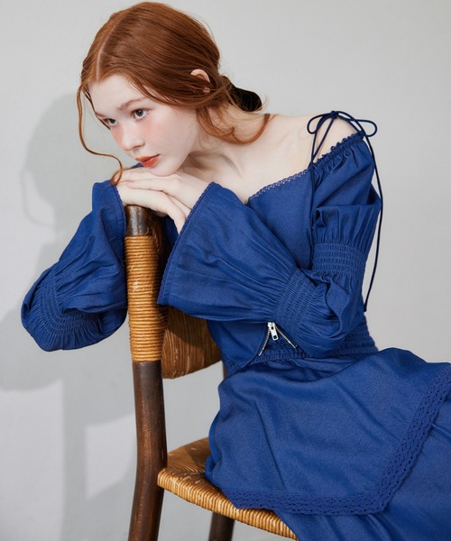 Seemi. byNICECLAUP（ シーミーバイナイスクラップ）の「【Seemi.】イレヘムロングスカート（スカート・レディース・オフホワイト/ピンク/ブルー系その他/ドット・FREE）」の19枚目の写真