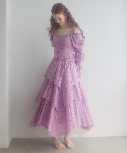 Seemi. byNICECLAUP（ シーミーバイナイスクラップ）の「【Seemi.】イレヘムロングスカート（スカート・レディース・オフホワイト/ピンク/ブルー系その他/ドット・FREE）」の13枚目の写真