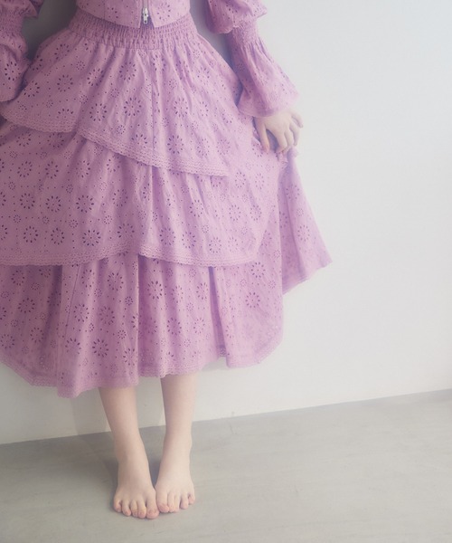 Seemi. byNICECLAUP（ シーミーバイナイスクラップ）の「【Seemi.】イレヘムロングスカート（スカート・レディース・オフホワイト/ピンク/ブルー系その他/ドット・FREE）」の10枚目の写真