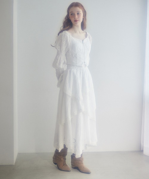 Seemi. byNICECLAUP（ シーミーバイナイスクラップ）の「【Seemi.】イレヘムロングスカート（スカート・レディース・オフホワイト/ピンク/ブルー系その他/ドット・FREE）」の18枚目の写真