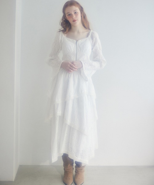 Seemi. byNICECLAUP（ シーミーバイナイスクラップ）の「【Seemi.】イレヘムロングスカート（スカート・レディース・オフホワイト/ピンク/ブルー系その他/ドット・FREE）」の17枚目の写真