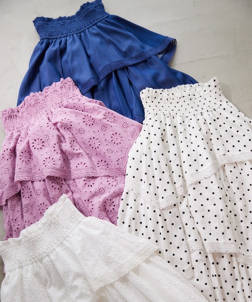 Seemi. byNICECLAUP（ シーミーバイナイスクラップ）の「【Seemi.】イレヘムロングスカート（スカート・レディース・オフホワイト/ピンク/ブルー系その他/ドット・FREE）」の12枚目の写真