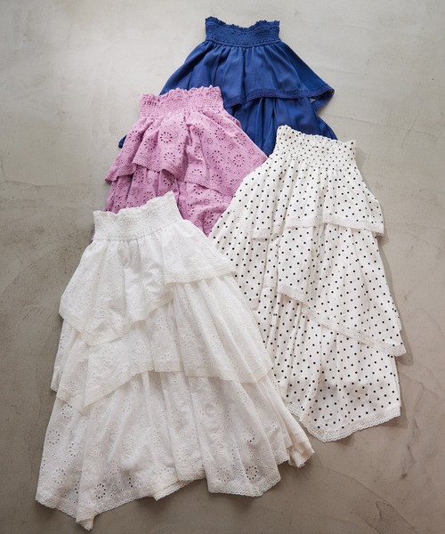 Seemi. byNICECLAUP（ シーミーバイナイスクラップ）の「【Seemi.】イレヘムロングスカート（スカート・レディース・オフホワイト/ピンク/ブルー系その他/ドット・FREE）」の11枚目の写真