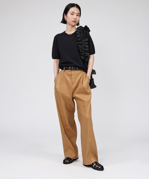 BABYLONE（バビロン）の「リネンレーヨンストレッチワイドパンツ（その他パンツ・レディース・キャメル/ブラック・38inch/36inch/34inch）」の21枚目の写真