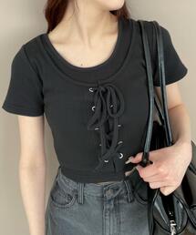 WEGO（ウィゴー）の「WEGO/【25年春夏新作】ヴィンテージライクレースアップT（Tシャツ/カットソー・レディース）」