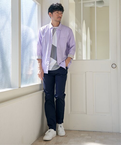 ikka(イッカ)の「【吸水速乾】7分フレンチリネンMIX無地シャツ(シャツ/ブラウス・メンズ・ダークラベンダー/グレー・S/M/L/XL)」の7枚目の写真