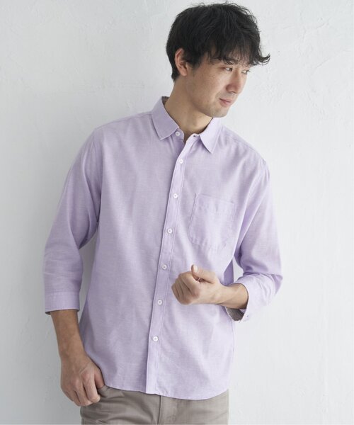 ikka(イッカ)の「【吸水速乾】7分フレンチリネンMIX無地シャツ(シャツ/ブラウス・メンズ・ダークラベンダー/グレー・S/M/L/XL)」の10枚目の写真