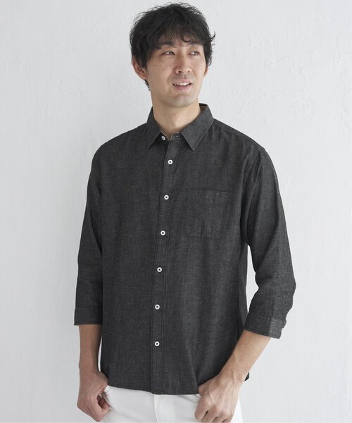 ikka(イッカ)の「【吸水速乾】7分フレンチリネンMIX無地シャツ(シャツ/ブラウス・メンズ・ダークラベンダー/グレー・S/M/L/XL)」の13枚目の写真