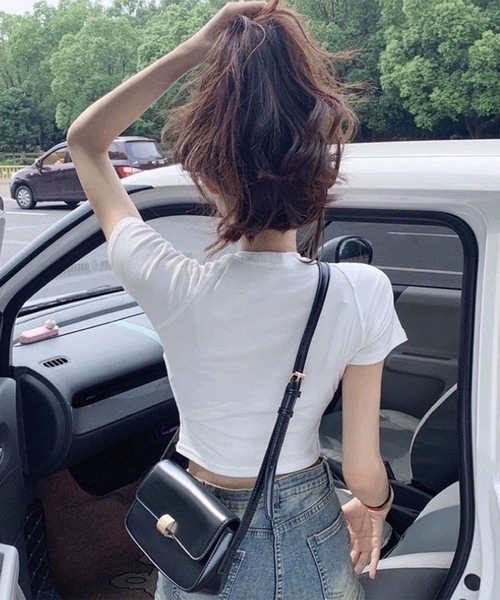 Lace Ladies(レースレディース)の「バタフライ クロップド丈 クルーネック 半袖 Tシャツ(Tシャツ/カットソー・レディース・ホワイト/ブラック・M/XL)」の12枚目の写真