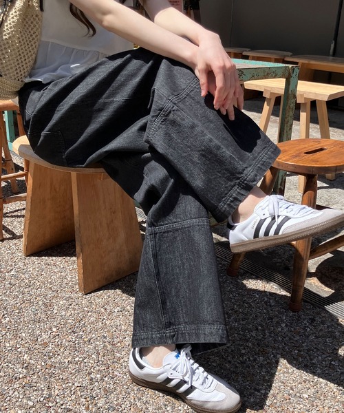 セール】スーパーボリューム デニムバギーパンツ（デニムパンツ