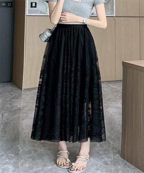 Dream garden（ドリームガーデン）の「総レースロングスカート（スカート・レディース・ベージュ/ピンク系/カーキブラウン/ホワイト/ブラック・FREE）」の19枚目の写真