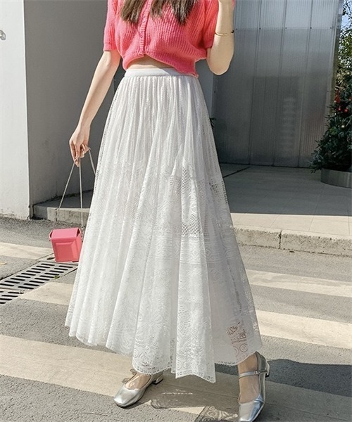 Dream garden（ドリームガーデン）の「総レースロングスカート（スカート・レディース・ベージュ/ピンク系/カーキブラウン/ホワイト/ブラック・FREE）」の14枚目の写真