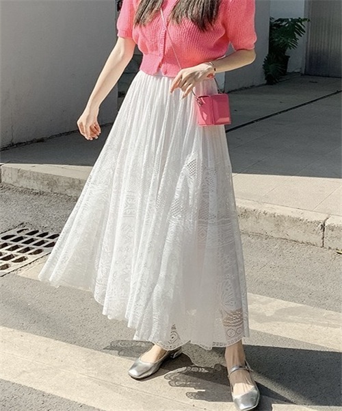 Dream garden（ドリームガーデン）の「総レースロングスカート（スカート・レディース・ベージュ/ピンク系/カーキブラウン/ホワイト/ブラック・FREE）」の15枚目の写真