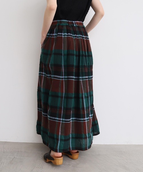 l'atelier du savon（アトリエドサボン）の「高島ちぢみbig check スカート（スカート・レディース・ホワイト/グリーン・FREE）」の22枚目の写真