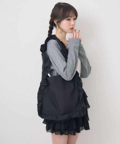 ems excite（エムズエキサイト）の「フリルトートバッグ（ショルダーバッグ・レディース・ナチュラル/ブラック・ONE SIZE）」の13枚目の写真