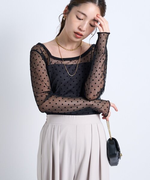 セール】シアードット前後2WAYトップス（Tシャツ/カットソー
