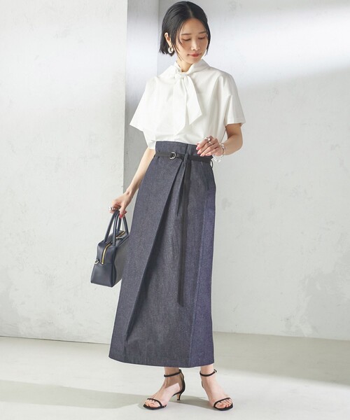 シップス（SHIPS）/【SHIPS別注】Nell:〈手洗い可能〉デニム タック スカート セール】【SHIPS別注】Nell:〈手洗い可能〉デニム タック スカート