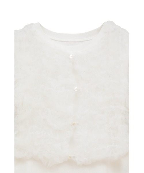 CLANE(クラネ)の「CLANE/クラネ/TULLE VEST LAYERED TOPS(Tシャツ/カットソー・レディース・ホワイト/ブラック・1)」の4枚目の写真