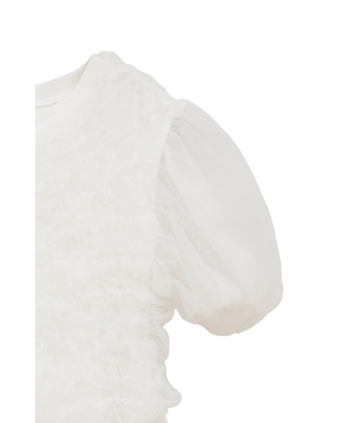 CLANE(クラネ)の「CLANE/クラネ/TULLE VEST LAYERED TOPS(Tシャツ/カットソー・レディース・ホワイト/ブラック・1)」の5枚目の写真