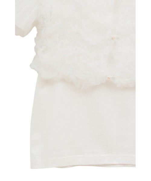 CLANE(クラネ)の「CLANE/クラネ/TULLE VEST LAYERED TOPS(Tシャツ/カットソー・レディース・ホワイト/ブラック・1)」の6枚目の写真