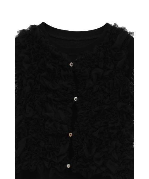 CLANE(クラネ)の「CLANE/クラネ/TULLE VEST LAYERED TOPS(Tシャツ/カットソー・レディース・ホワイト/ブラック・1)」の14枚目の写真