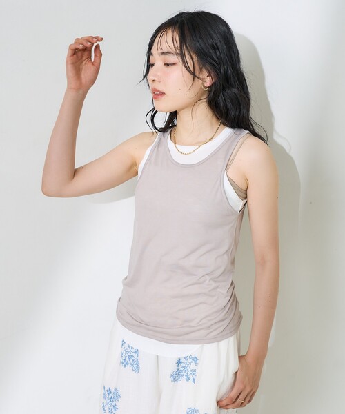 FREAK'S STORE（フリークスストア）の「【セットアイテム】シアー セットタンクトップ/無地タンク/リブタンクトップ（タンクトップ・レディース・ベージュ/レッド/ブルー・ﾌﾘ-）」の22枚目の写真