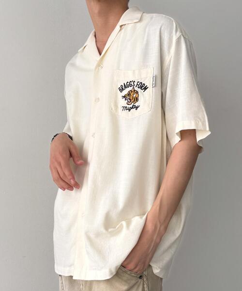 WEGO ウィゴー　オープンカラーシャツ 半袖　刺繍　虎　Mサイズ ウィゴー] 半袖シャツ アサライク TIGER 刺繡 シャツ 服 夏服 虎