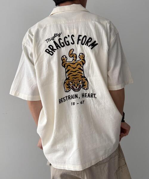WEGO(ウィゴー)の「WEGO/麻ライクTIGER刺繍シャツ(シャツ/ブラウス・メンズ・アイボリー/ブラック・LARGE/MEDIUM/X-LARGE)」の3枚目の写真