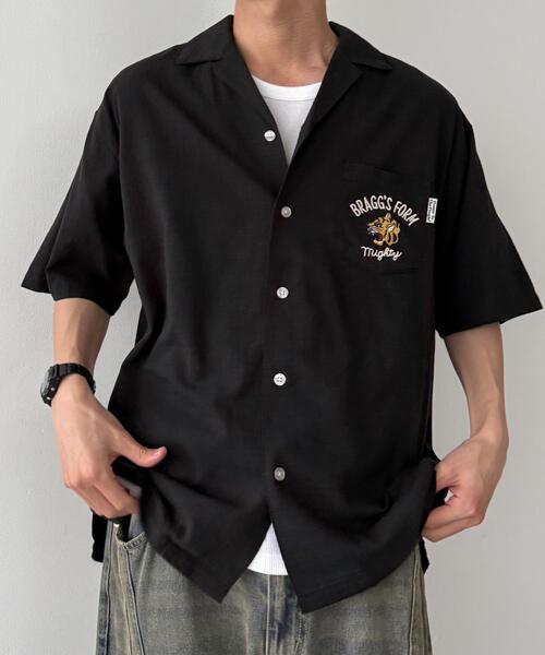 WEGO(ウィゴー)の「WEGO/麻ライクTIGER刺繍シャツ(シャツ/ブラウス・メンズ・アイボリー/ブラック・LARGE/MEDIUM/X-LARGE)」の7枚目の写真