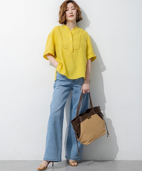 23区(ニジュウサンク)の「23区DENIM サマー ストレート ワイド パンツ(デニムパンツ・レディース・ターコイズブルー系/スカイブルー系/ホワイト・36/38/40)」の15枚目の写真