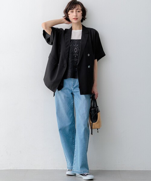 23区(ニジュウサンク)の「23区DENIM サマー ストレート ワイド パンツ(デニムパンツ・レディース・ターコイズブルー系/スカイブルー系/ホワイト・36/38/40)」の20枚目の写真