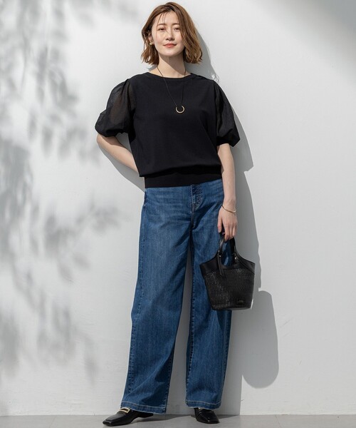 23区（ニジュウサンク）の「23区DENIM サマー ストレート ワイド パンツ（デニムパンツ・レディース・ターコイズブルー系/スカイブルー系・36/38/40）」の7枚目の写真