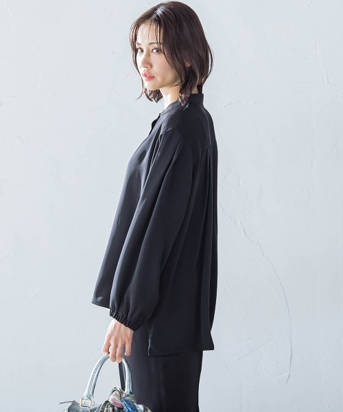 【WEB限定】【11号あり】サテンフィールリラックスブラウス≪セットアップ対応≫≪接触冷感/洗える≫ セール】【WEB限定】【11号あり】サテンフィールリラックス