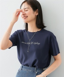 【接触冷感】シルケット加工クルーネックロゴトップス