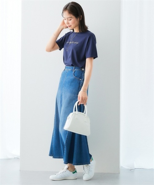 7days Life Styling(セブンデイズライフスタイリング)の「【接触冷感】シルケット加工クルーネックロゴトップス(Tシャツ/カットソー・レディース・オフホワイト/ネイビー・S/M/L/LL)」の9枚目の写真