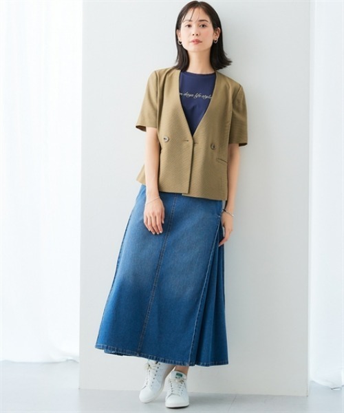 7days Life Styling(セブンデイズライフスタイリング)の「【接触冷感】シルケット加工クルーネックロゴトップス(Tシャツ/カットソー・レディース・オフホワイト/ネイビー・S/M/L/LL)」の10枚目の写真