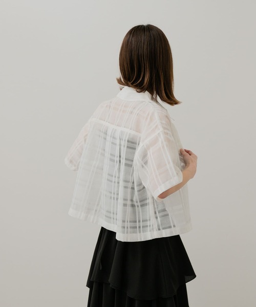 SENSE OF PLACE by URBAN RESEARCH（センスオブプレイスバイアーバンリサーチ）の「シアーチェッククロップドシャツ（シャツ/ブラウス・レディース・ネイビー/ピンク/オフホワイト・ONE）」の19枚目の写真