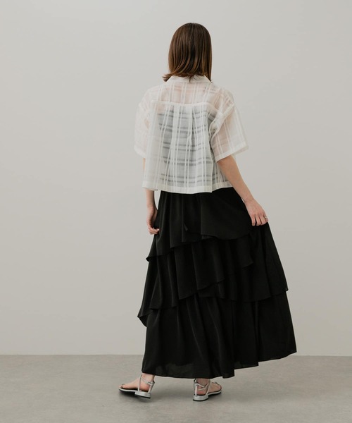 SENSE OF PLACE by URBAN RESEARCH（センスオブプレイスバイアーバンリサーチ）の「シアーチェッククロップドシャツ（シャツ/ブラウス・レディース・ネイビー/ピンク/オフホワイト・ONE）」の21枚目の写真